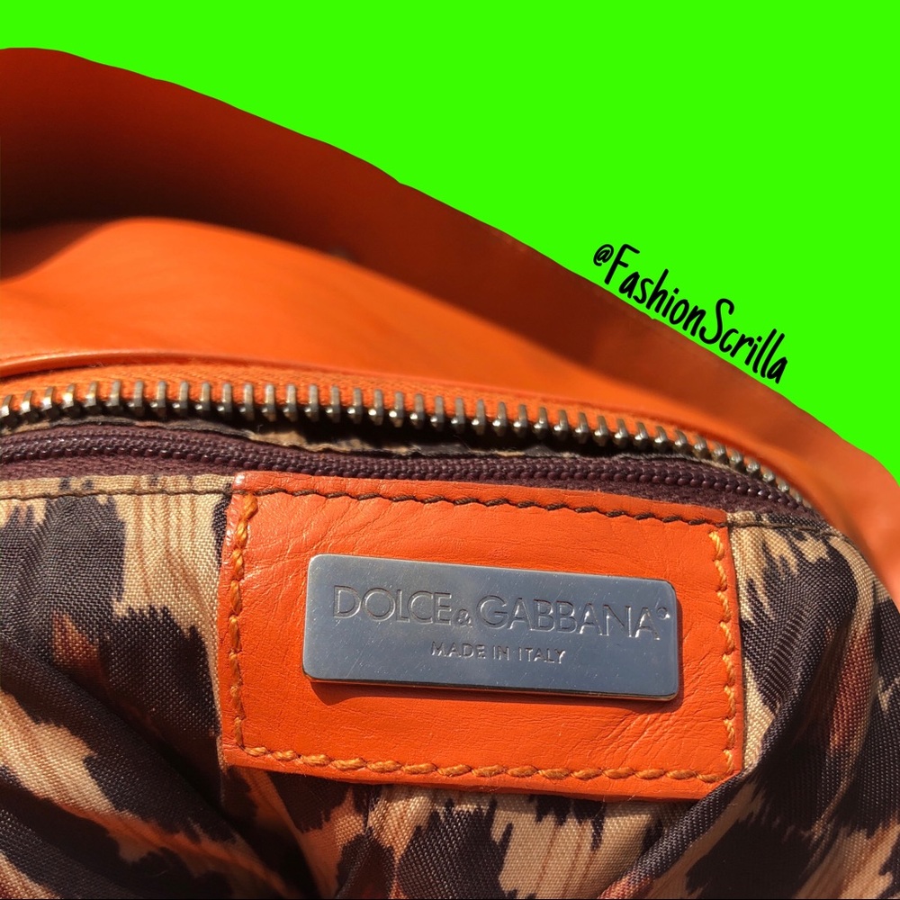 Vintage Dolce & Gabanna y2k 2000s Vintage Buckle Bag mini parachute orange bag - Picture 6 of 8